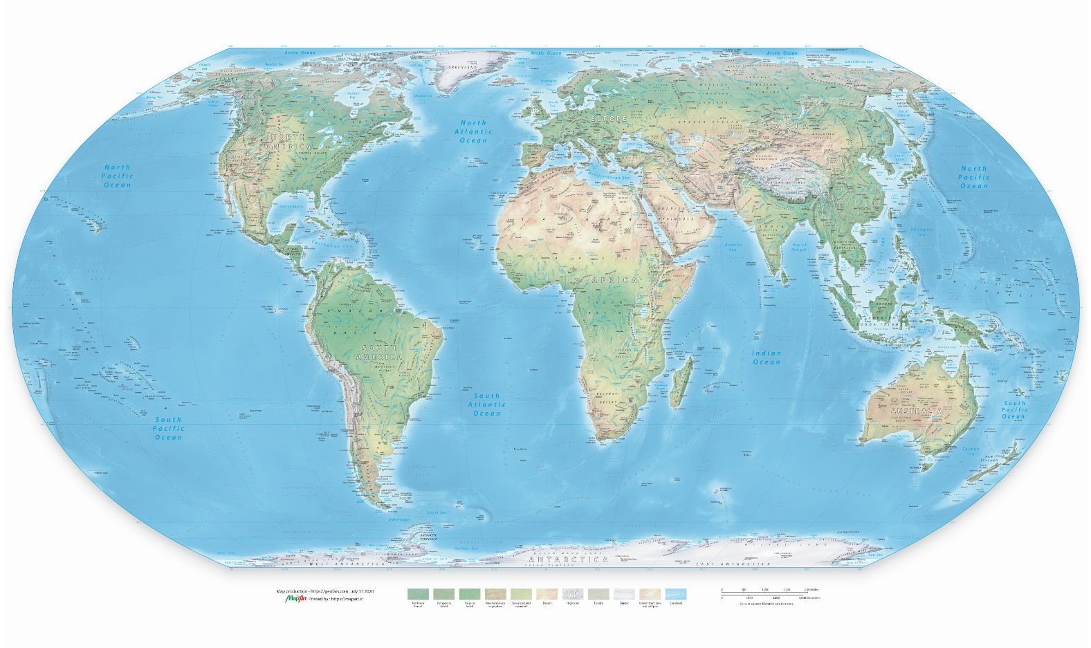 نقشه طبیعی جهان
