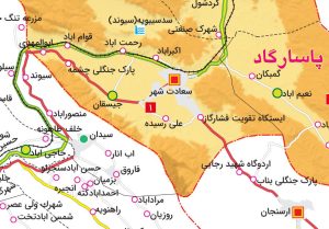 نقشه تقسیمات شهرستان پاسارگاد