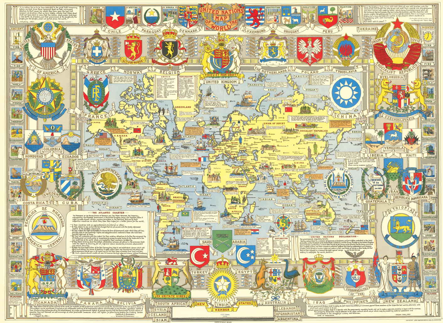 United Nations Map Of The World 1947