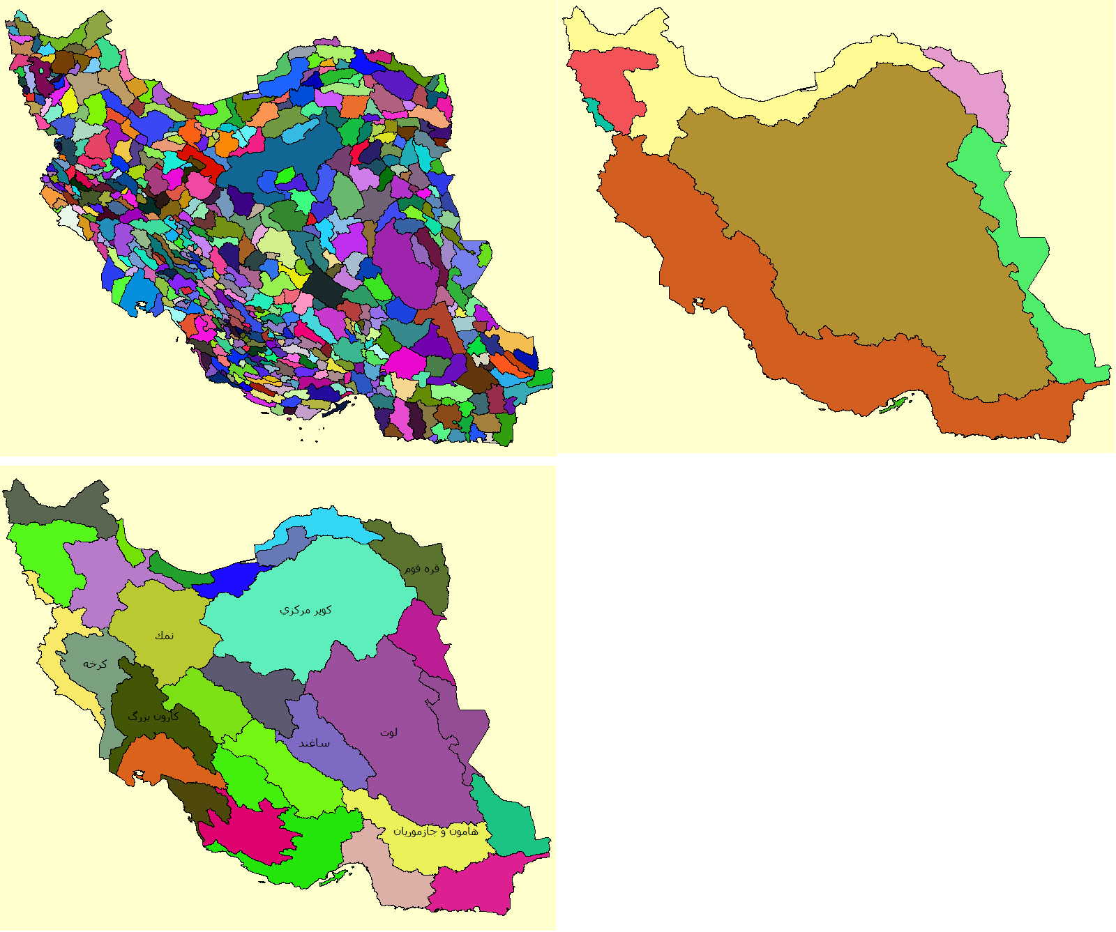 حوضه اصلی و فرعی آبخیز ایران و زیر حوضه ها
