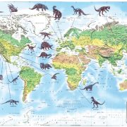 پوستر موقعیت فسیل دایناسورهای کشف شده در سراسر دنیا