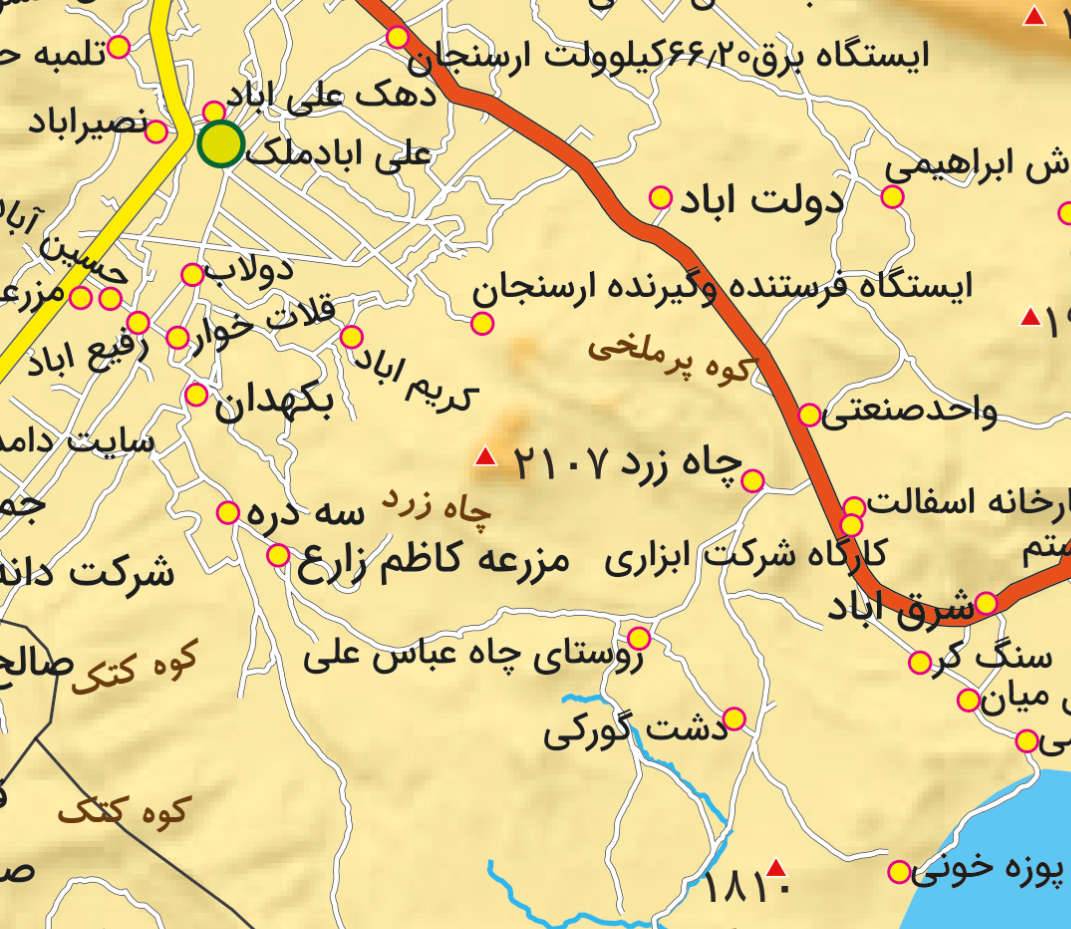 نقشه شهرستان ارسنجان