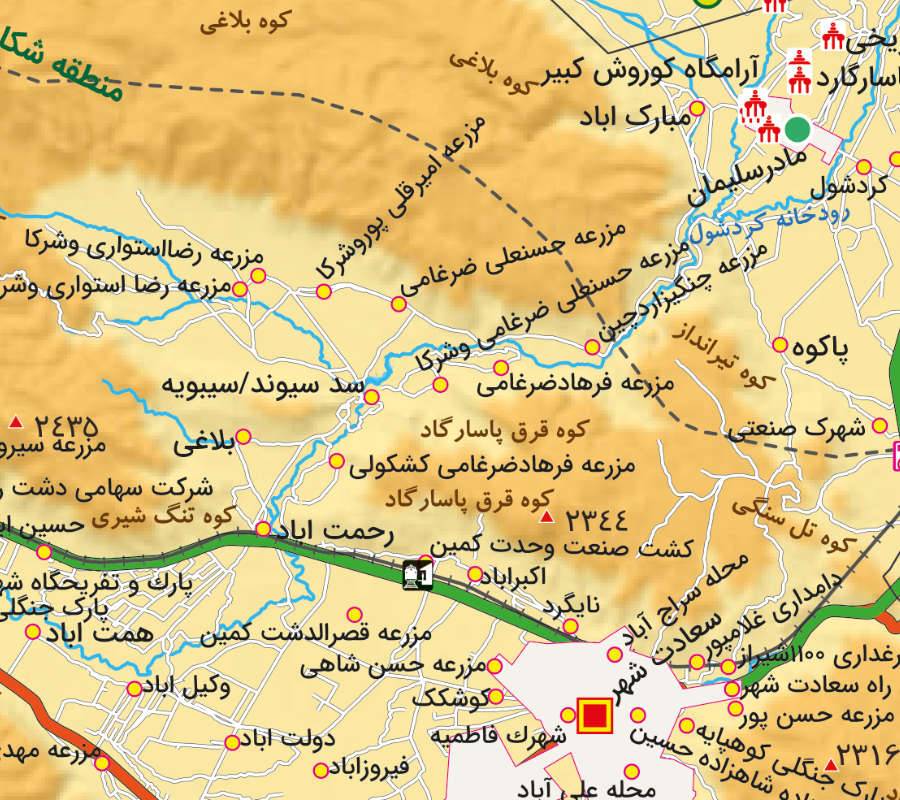 جدیدترین نقشه شهرستان پاسارگاد