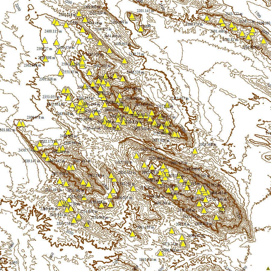 فایل منحنی میزان توپوگرافی کوه قلات و دراک