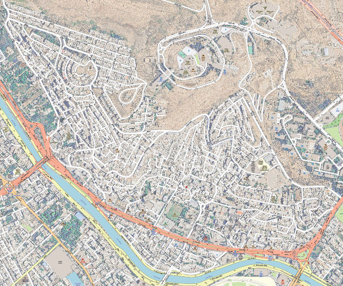 نقشه با کیفیت محله ابیوردی و چوگیاه شیراز