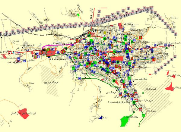 نقشه وکتور شهر گرگان