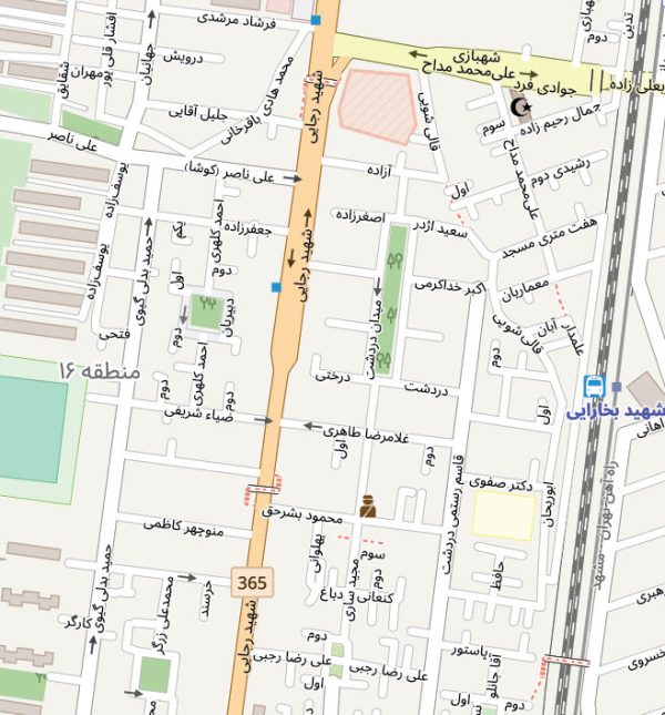 نقشه Pdf منطقه شانزده شهرداری تهران