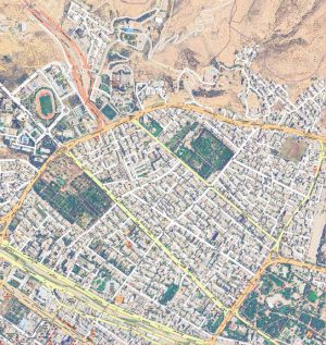 نقشه ابریشمی و ارم شیراز با تصویر ماهواره