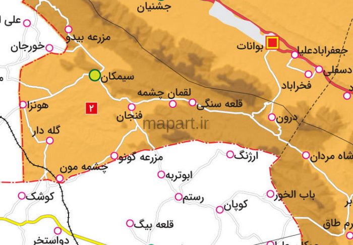 نقشه تقسیمات شهرستان بوانات - تصویر 2