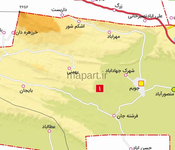 جدیدترین نقشه تقسیمات شهرستان جویم