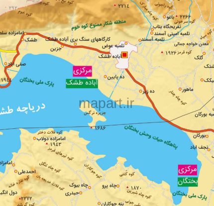 جدیدترین نقشه شهرستان بختگان با جزییات