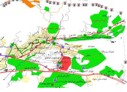 نقشه gis شهر رودهن