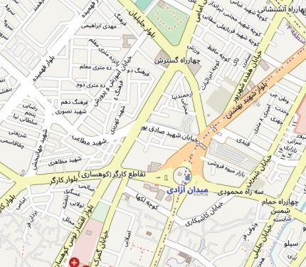 نقشه با کیفیت بالا شهر کرمانشاه و حومه