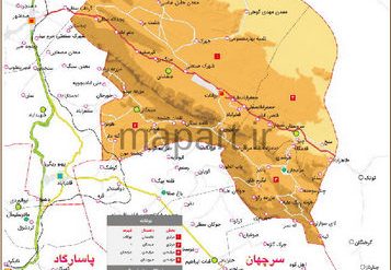 نقشه تقسیمات شهرستان بوانات