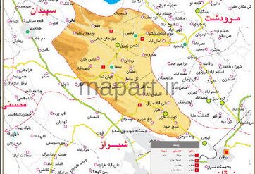 نقشه تقسیمات شهرستان بیضا