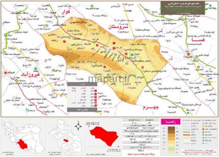 نقشه تقسیمات شهرستان خفر