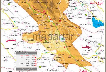 نقشه تقسیمات شهرستان سپیدان