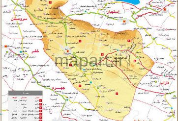 نقشه تقسیمات شهرستان فسا