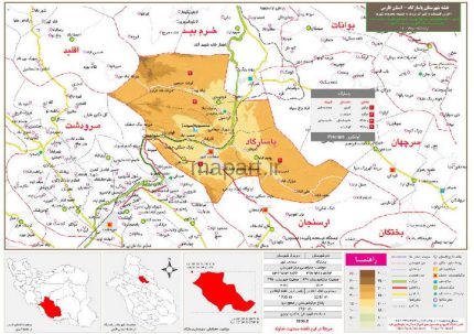 نقشه تقسیمات شهرستان پاسارگاد
