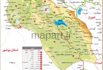 نقشه تقسیمات شهرستان کازرون