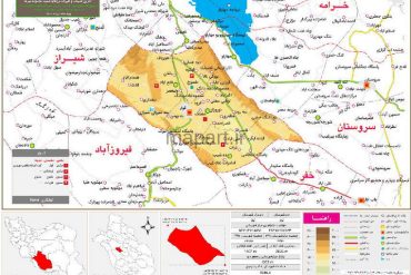 نقشه تقسیمات شهرستان کوار