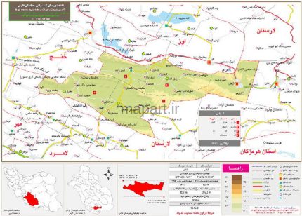 نقشه تقسیمات شهرستان گراش