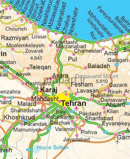 نقشه توریستی ایران انگلیسی به صورت فایل رستری