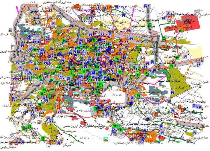 نقشه وکتور osm شهر اصفهان