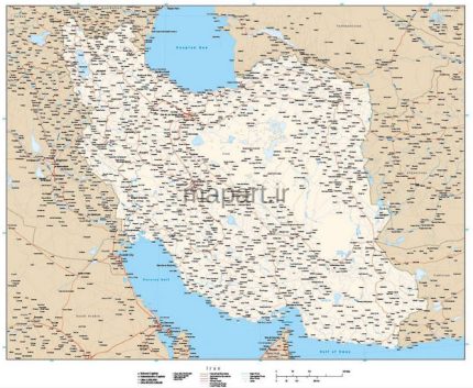 نقشه وکتور ایران زبان انگلیسی