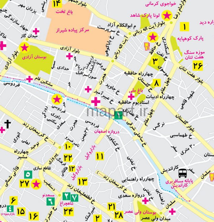 نقشه گردشگری شیراز 1388 - تصویر 2