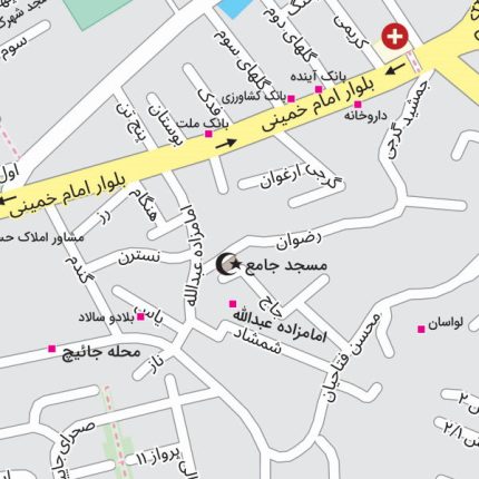نقشه شهر لواسان جئورفرنس شده با کیفیت بالا