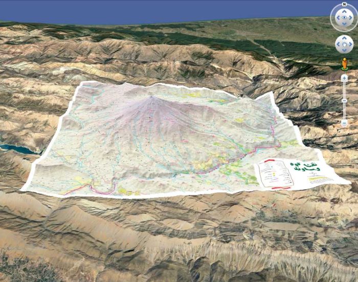 نمایش سه بعدی دماوند روی گوگل ارث