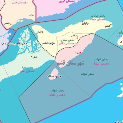 نقشه تقسیمات سیاسی استان هرمزگان سال 1402